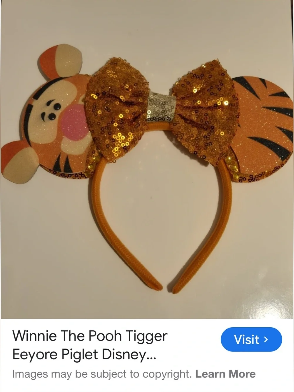#2650*”8x10* Tigger Sequin Mouse Ear Headband - Orange